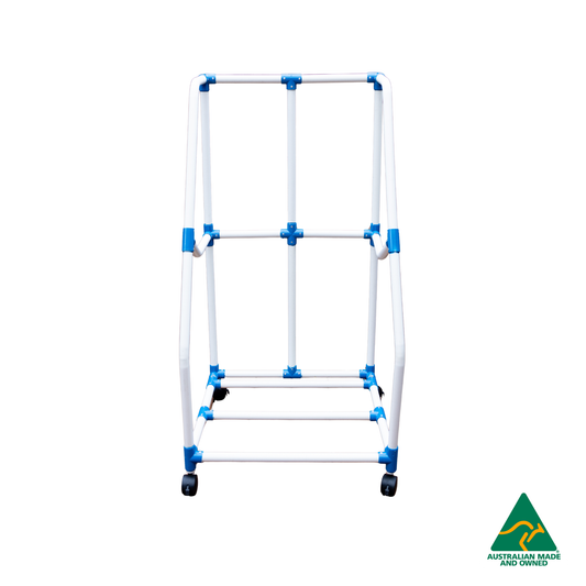 Child Care Mat Storage Trolley: Australian-Made. Ideal for Busy Child Care, Early Learning, Kindergartens, Schools & Homes. Premium PVC construction. Organise up to 10 Sleep Rest Mats. Easy mobility & safety features. Compatible with Flat & Foldable Mats.