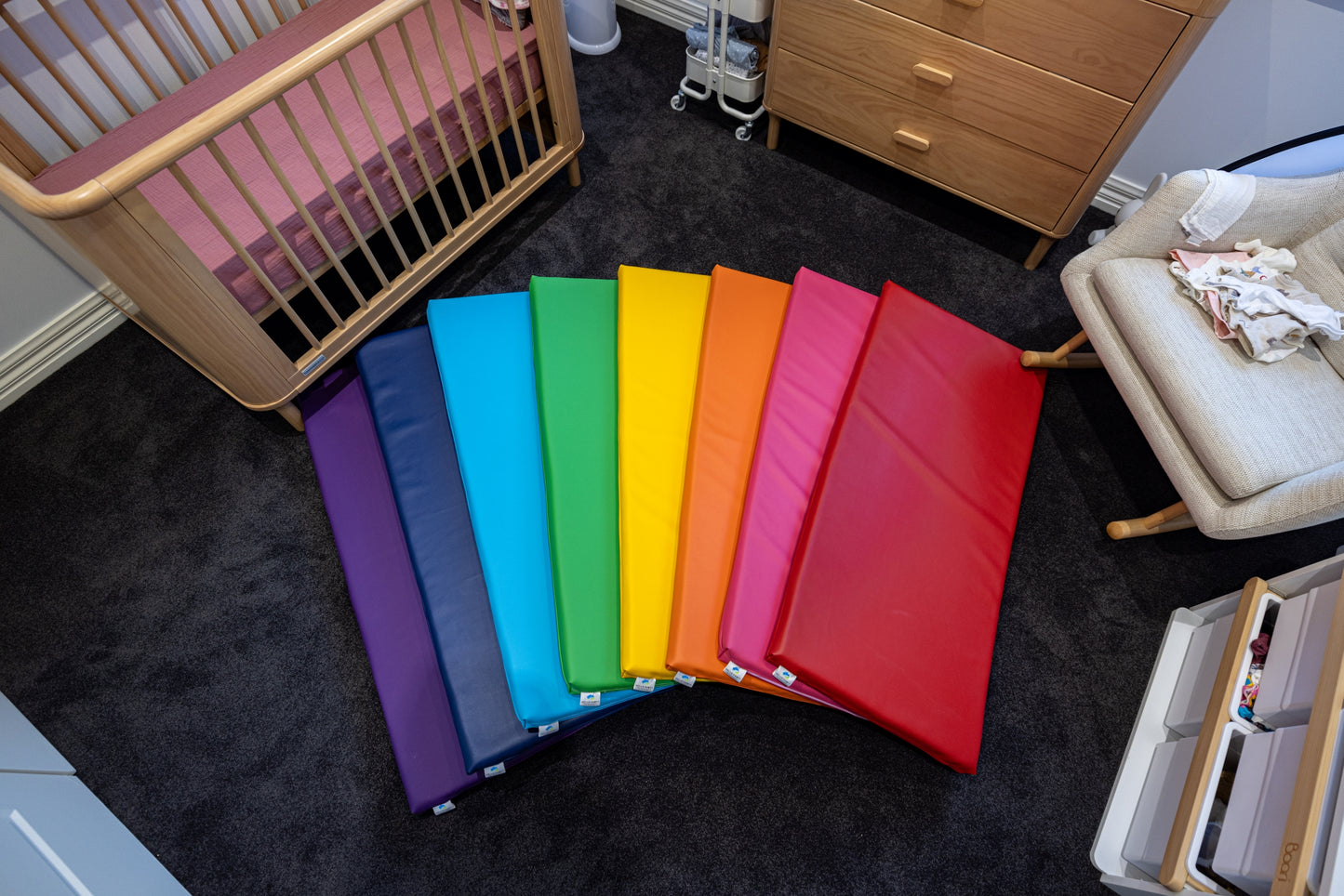 Child Care Sleep Mat - Premium Australian-Made PVC Vinyl & Foam. Compliant with Safety Standard AS/NZS 8811.1:2013 Sleep surfaces – Test for firmness. Waterproof, durable, and safe. Available in a variety of colours. Ideal for child care centres, daycare, kindergartens, schools, and home use.