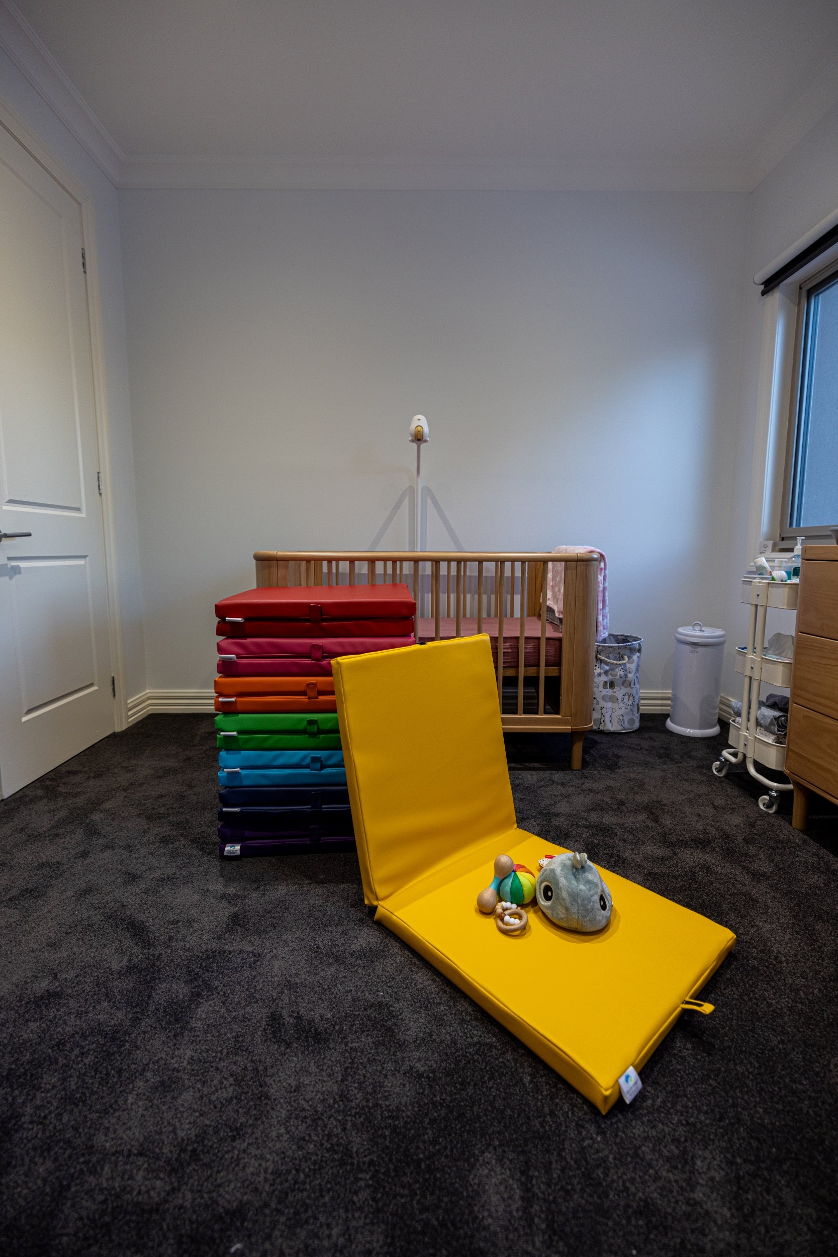 Foldable Child Care Sleep Mat - Premium Australian-Made PVC Vinyl & Foam. Compliant with Safety Standard AS/NZS 8811.1:2013 Sleep surfaces – Test for firmness. Waterproof, durable, and safe. Available in a variety of colours. Ideal for child care centres, daycare, kindergartens, schools, and home use.