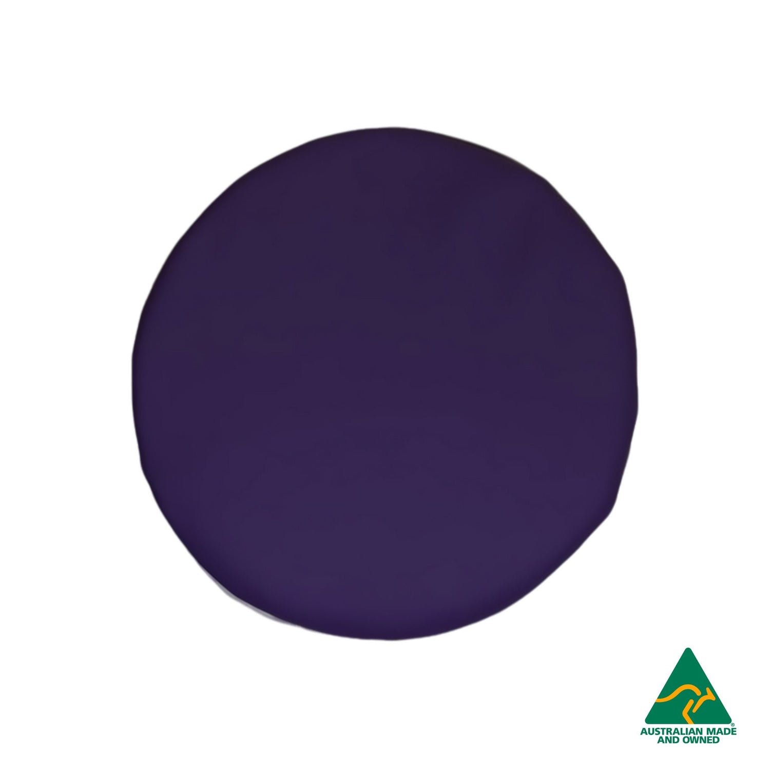 Top view of Purple Hello Comfy Child Round Seat Pad made from waterproof PVC vinyl and foam, customisable dual-colour, Australian-made, ideal for child care and daycare centres