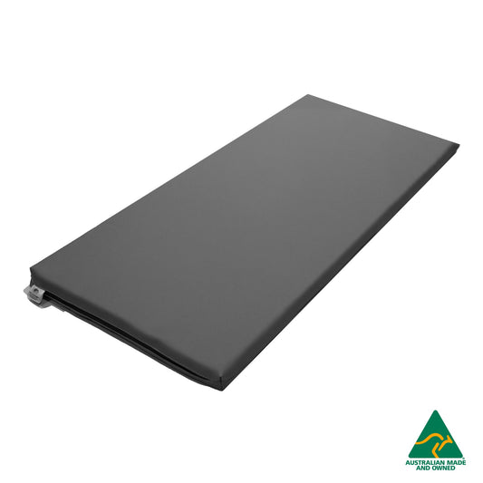 Grey Hello Comfy Child Care Sleep Mat made from waterproof PVC vinyl and foam, tested to AS/NZS 8811.1:2013, Australian-made for daycare and child care use