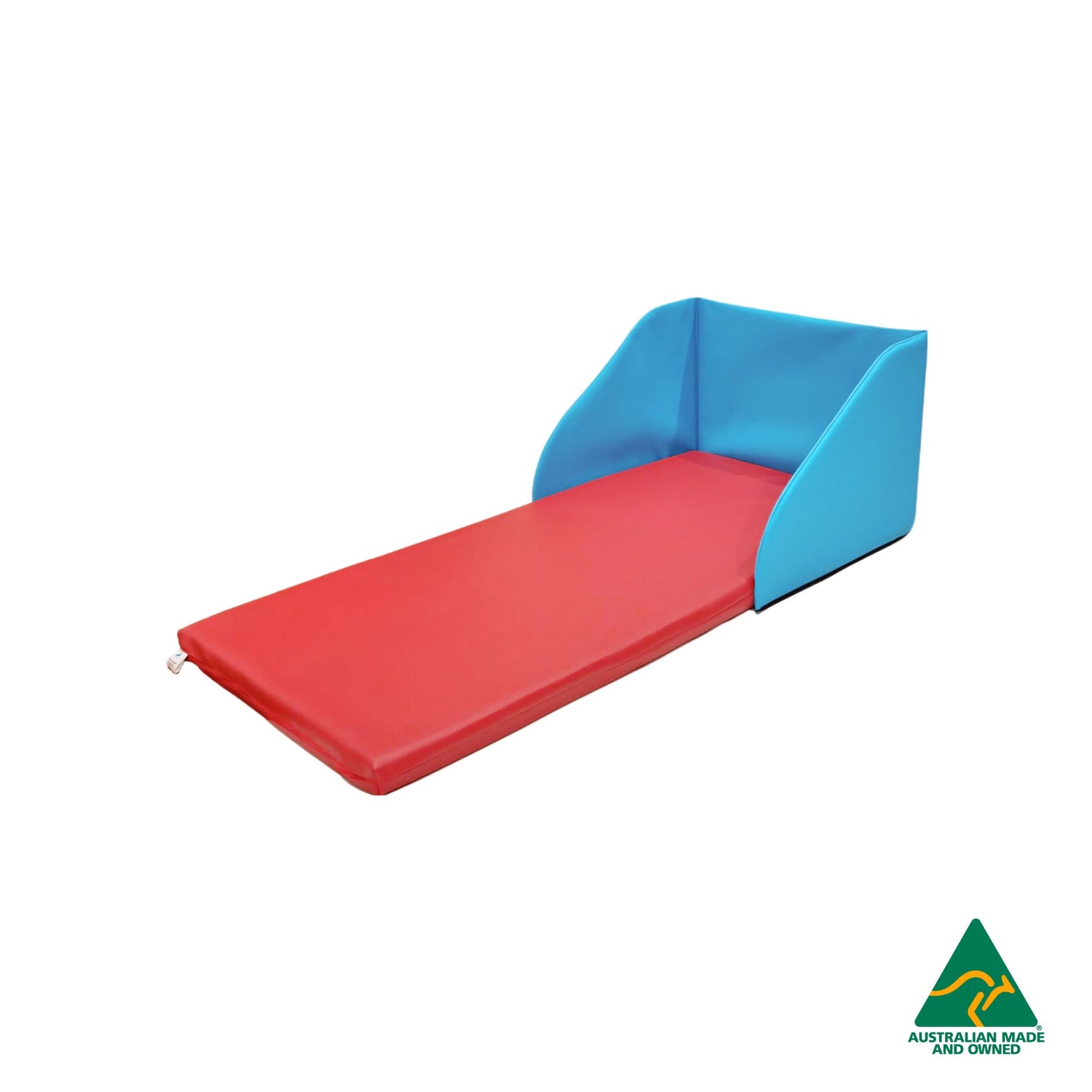 Blue Hello Comfy Child Care Sleep Mat Privacy Divider attached to sleep mat, made from waterproof PVC and foam, reduces distractions for naptime, Australian-made for daycare and child care centres