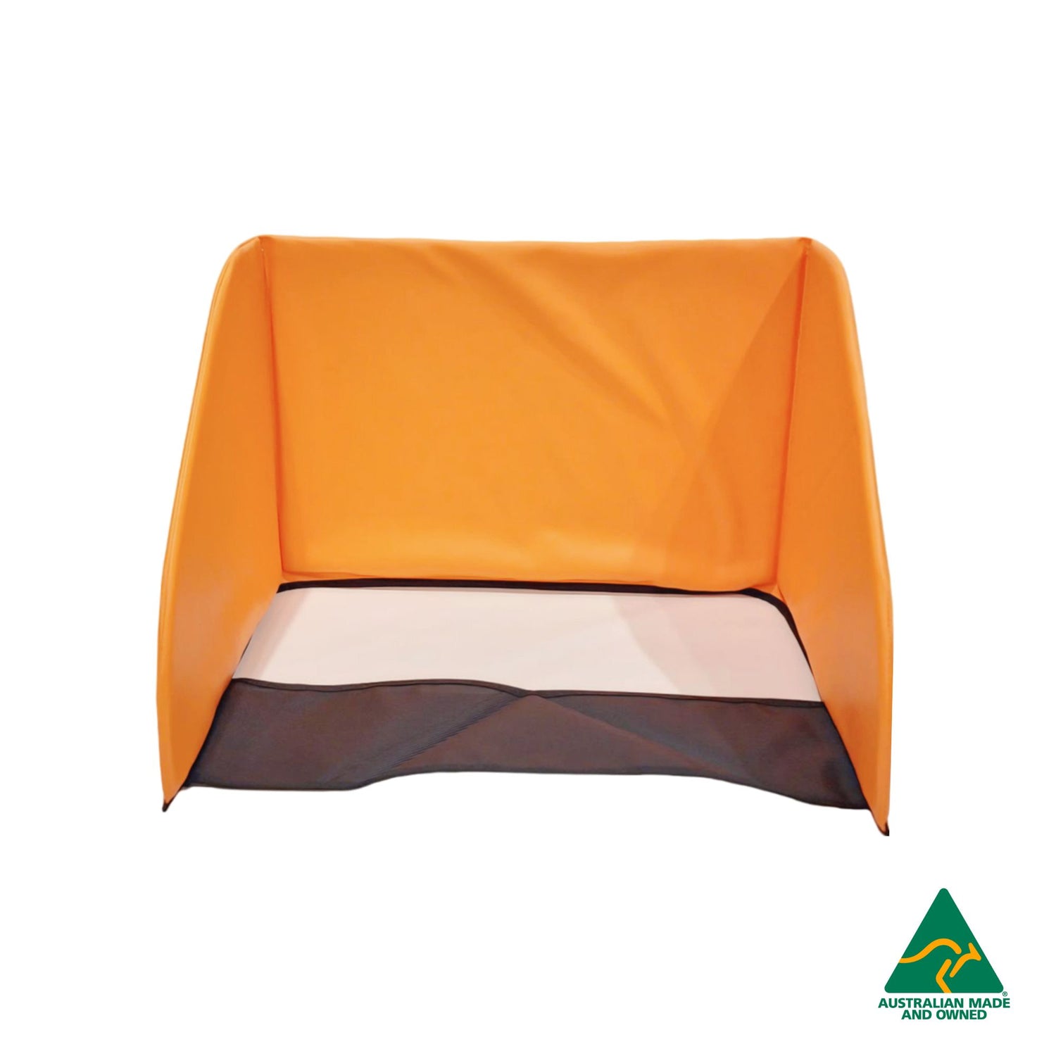 Front view of Orange Hello Comfy Child Care Sleep Mat Privacy Divider made from waterproof PVC and foam, reduces distractions for naptime, Australian-made for daycare and child care centres