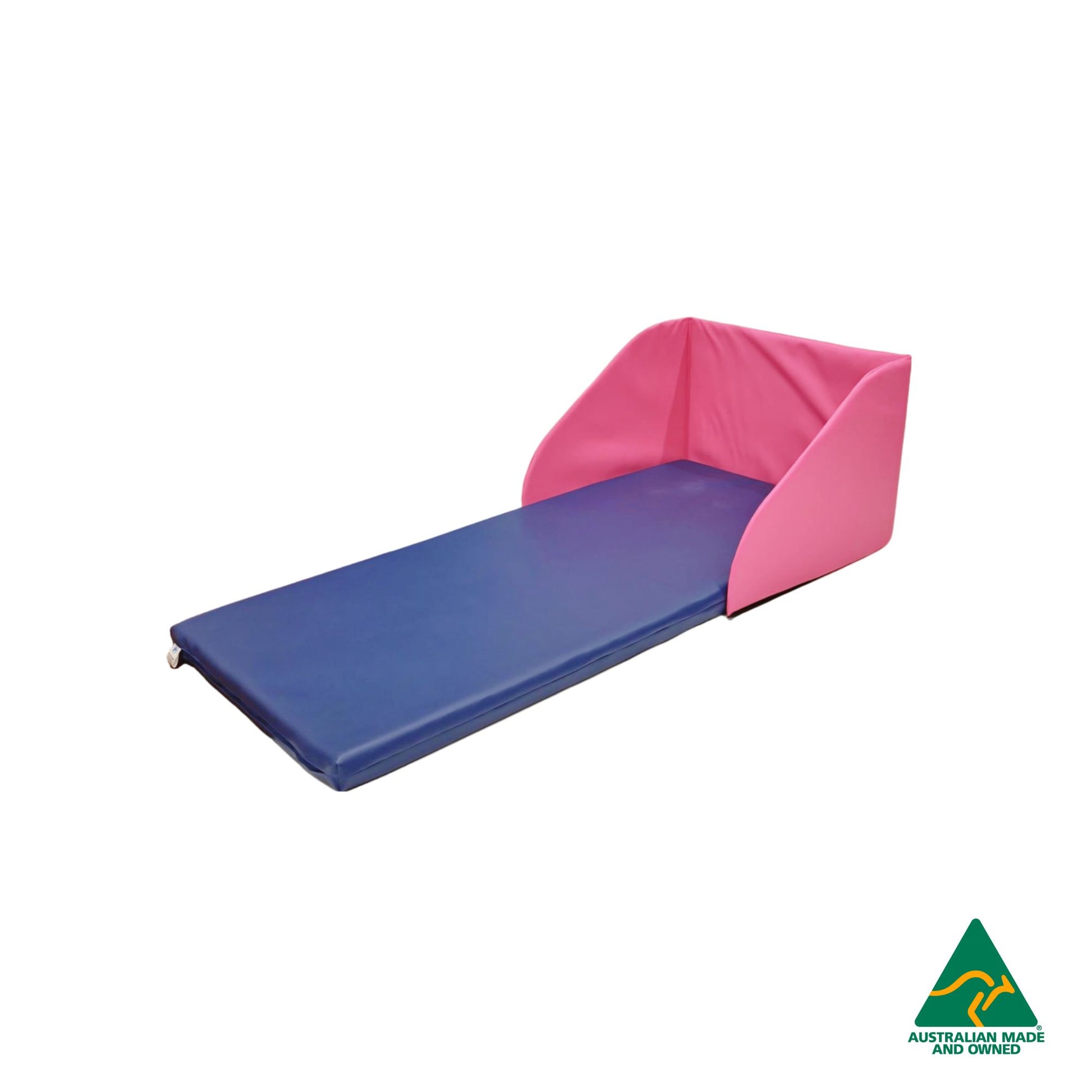 Pink Hello Comfy Child Care Sleep Mat Privacy Divider attached to sleep mat, made from waterproof PVC and foam, reduces distractions for naptime, Australian-made for daycare and child care centres