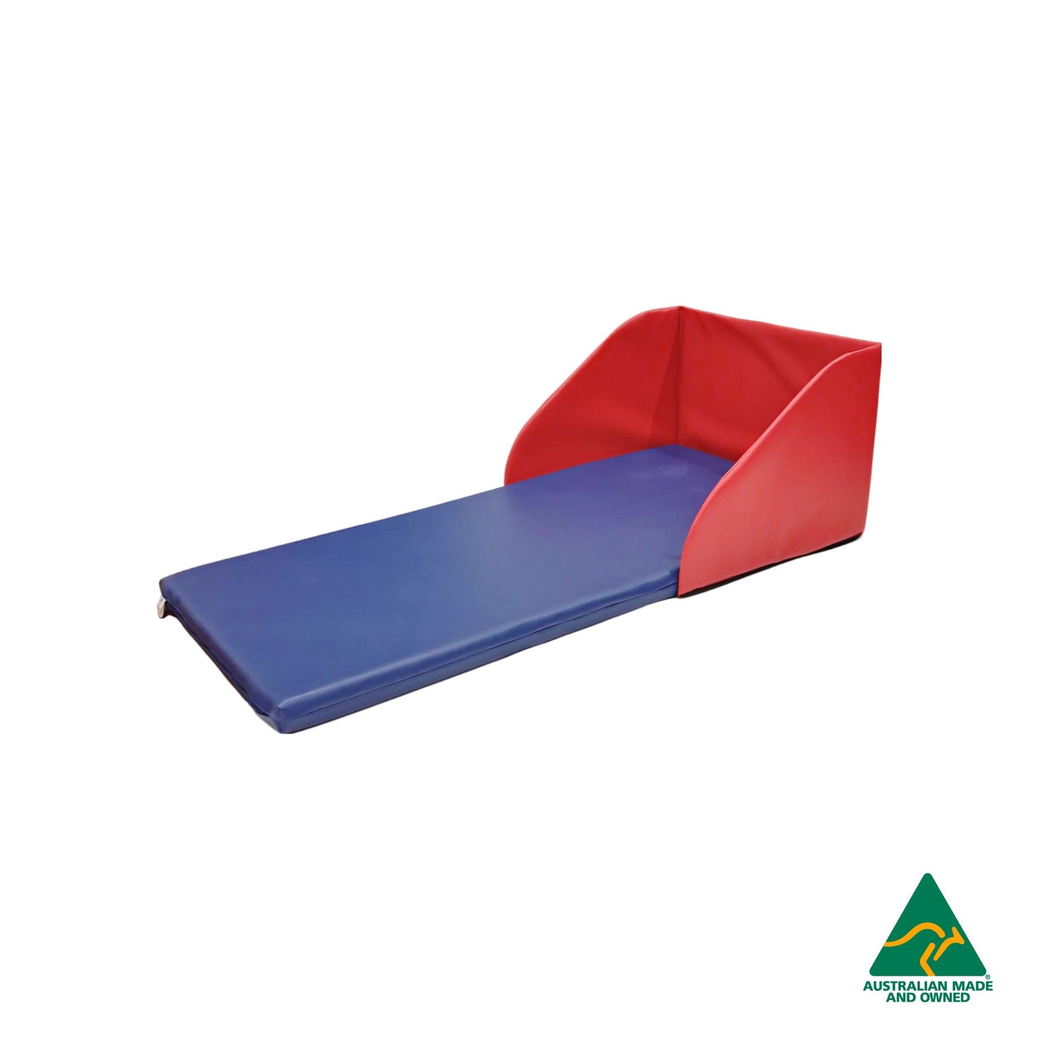 Red Hello Comfy Child Care Sleep Mat Privacy Divider attached to sleep mat, made from waterproof PVC and foam, reduces distractions for naptime, Australian-made for daycare and child care centres