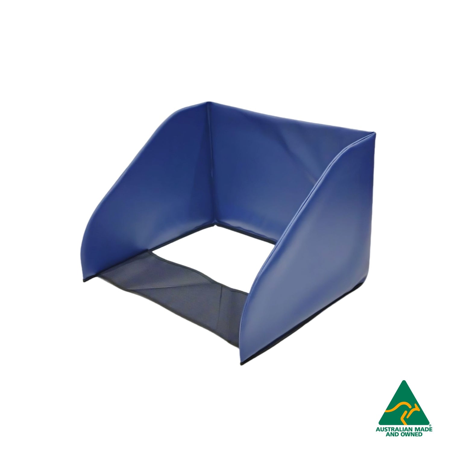 Side view of Navy Hello Comfy Child Care Sleep Mat Privacy Divider made from waterproof PVC and foam, reduces distractions for naptime, Australian-made for daycare and child care centres