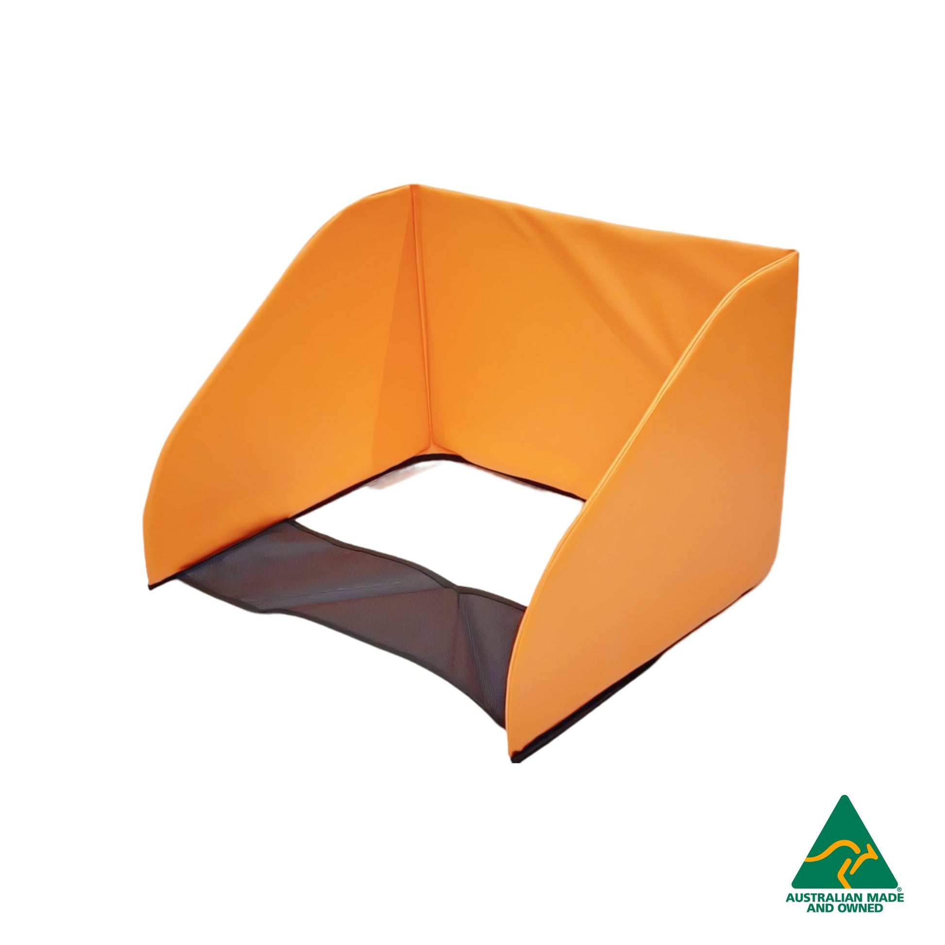Side view of Orange Hello Comfy Child Care Sleep Mat Privacy Divider made from waterproof PVC and foam, reduces distractions for naptime, Australian-made for daycare and child care centres
