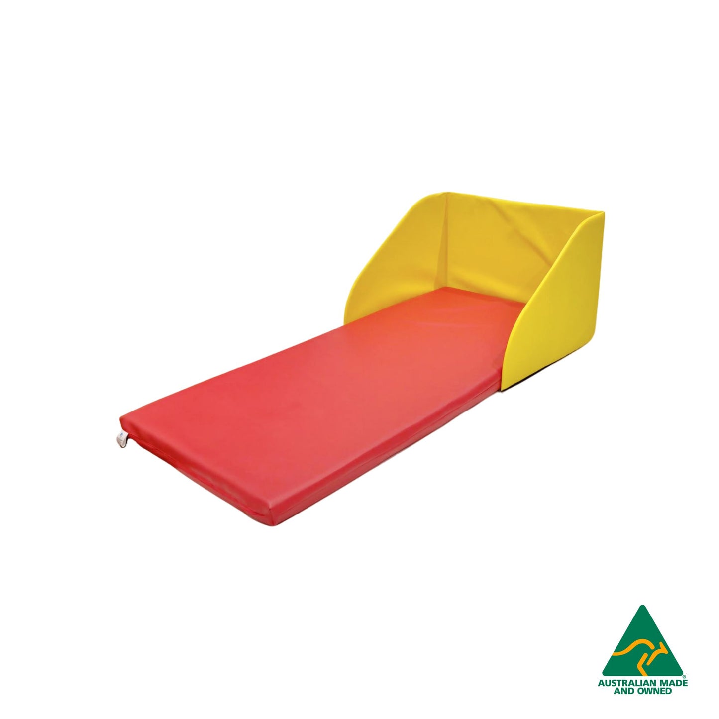 Yellow Hello Comfy Child Care Sleep Mat Privacy Divider attached to sleep mat, made from waterproof PVC and foam, reduces distractions for naptime, Australian-made for daycare and child care centres
