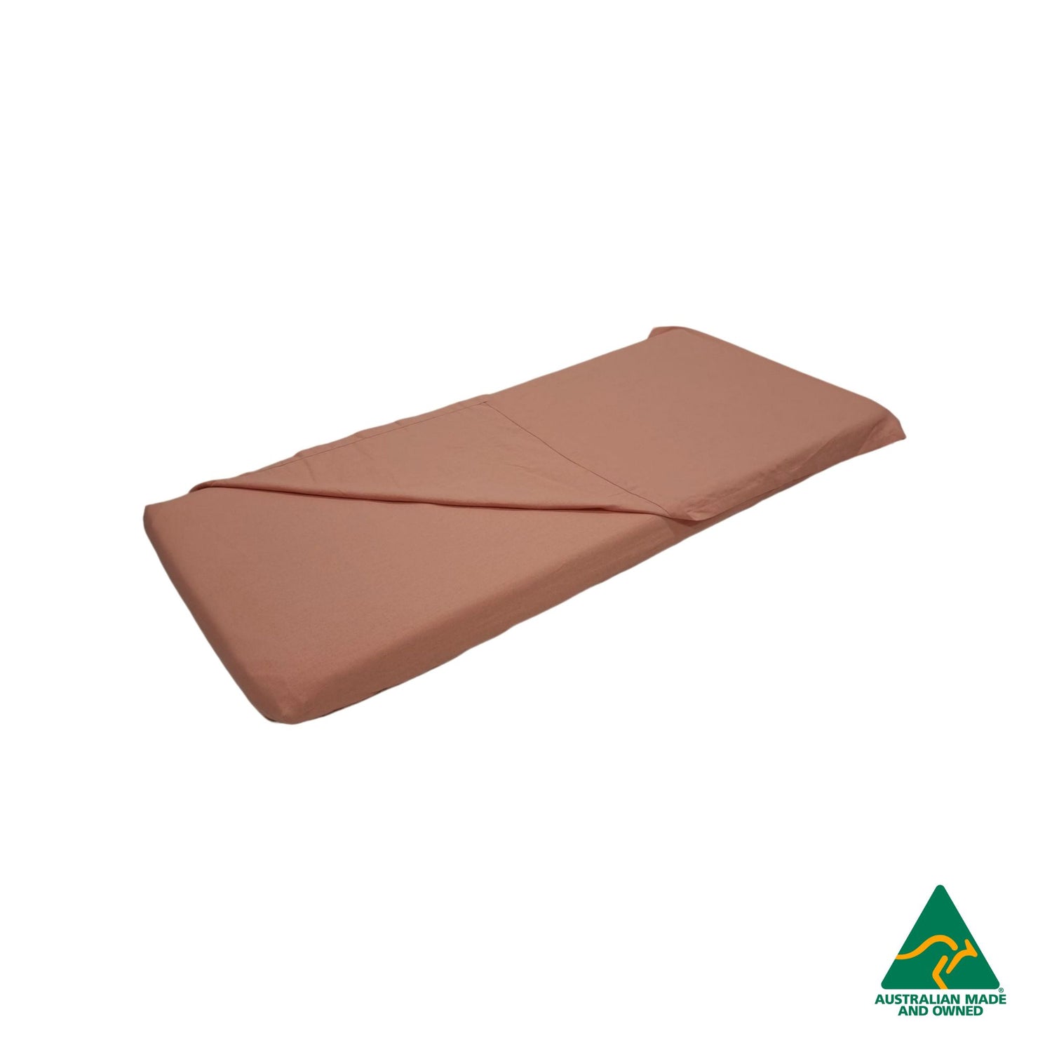 Front view of Watermelon Red Hello Comfy 100% cotton sleep mat sheet set with fitted and flat sheet, elastic-fitted, Australian-made for daycare and child care centres