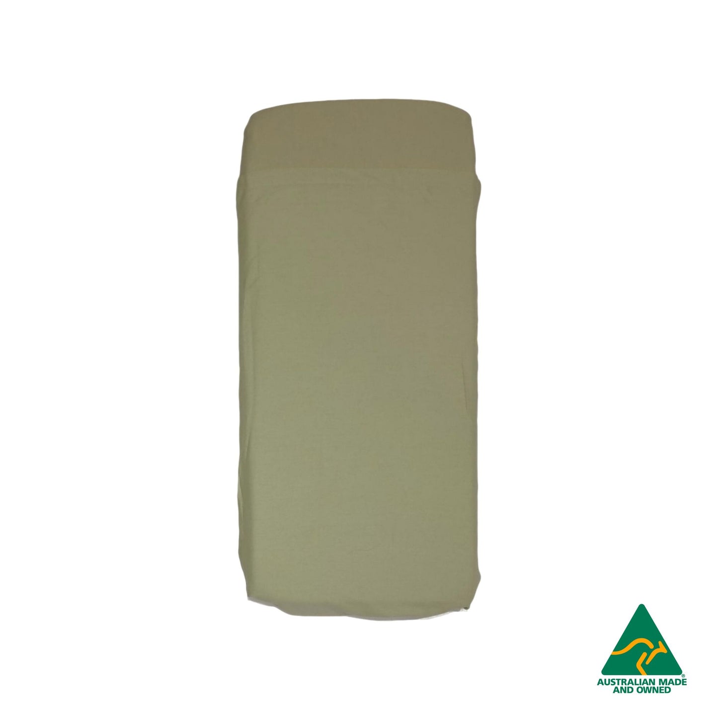 Top view of Mint Green Hello Comfy 100% cotton sleep mat sheet set with fitted and flat sheet, elastic-fitted, Australian-made for daycare and child care centres
