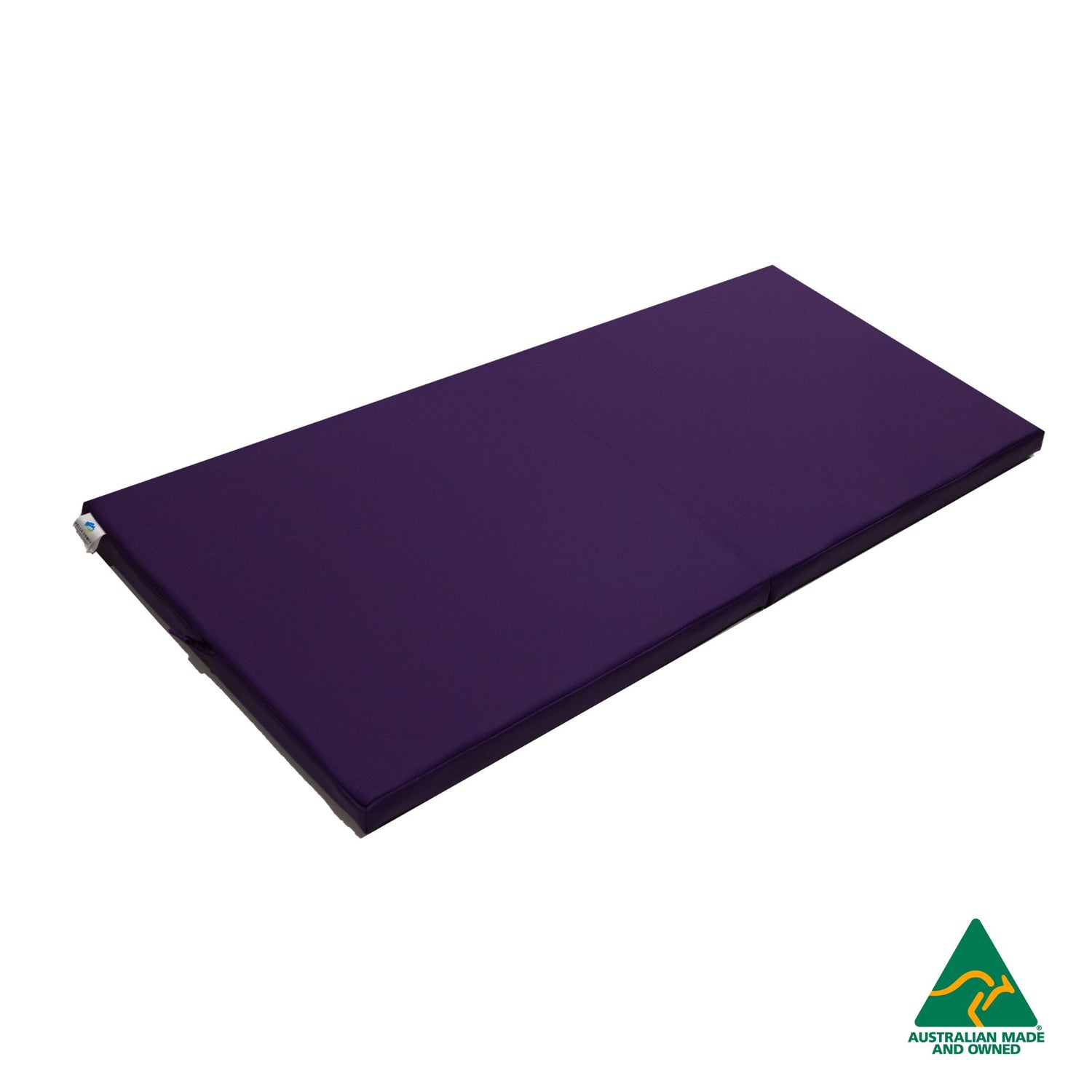 Unfolded Purple Foldable Hello Comfy Child Care Sleep Mat made from waterproof PVC vinyl and foam, tested to AS/NZS 8811.1:2013, Australian-made for daycare and child care use
