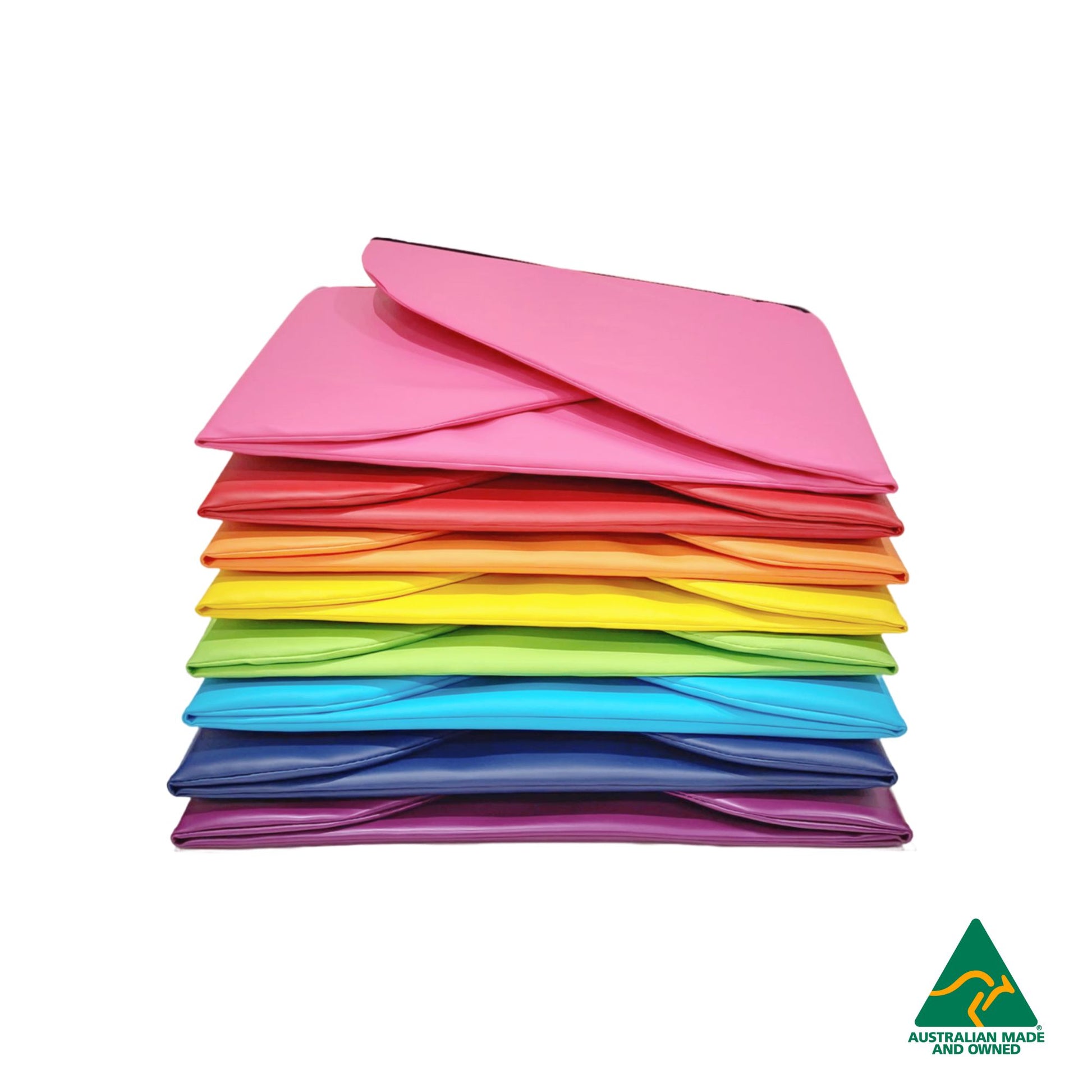 Stack of Hello Comfy Child Care Sleep Mat Privacy Dividers made from waterproof PVC and foam, reduces distractions for naptime, Australian-made for daycare and child care centres