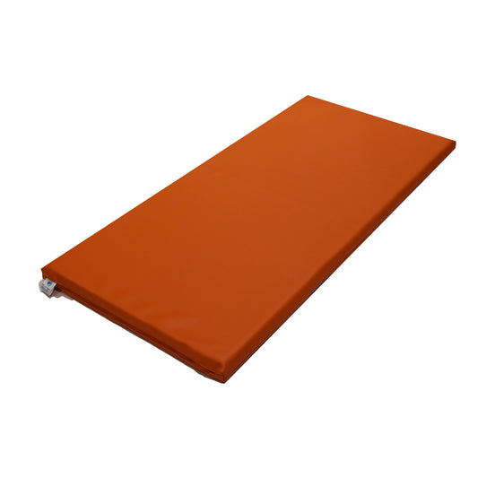 Orange Child Care Sleep Mat - Premium Australian-Made PVC Vinyl & Foam. Compliant with Safety Standard AS/NZS 8811.1:2013 Sleep surfaces – Test for firmness. Waterproof, durable, and safe. Available in a variety of colours. Ideal for child care centres, daycare, kindergartens, schools, and home use.