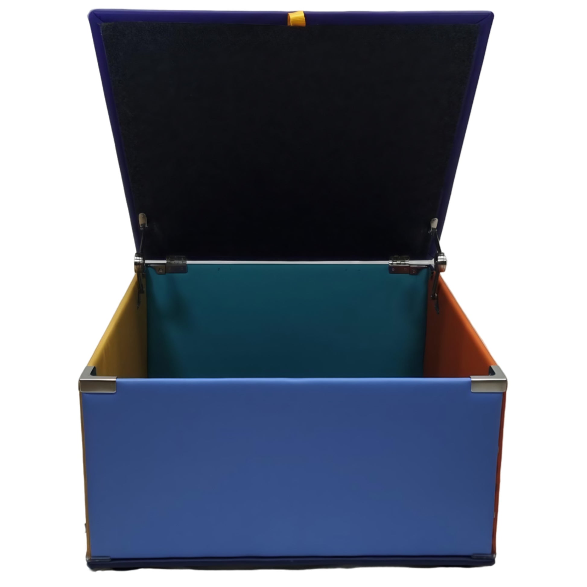 Customisable Toy Storage Box – Premium Australian-Made Vinyl & Soft-Touch Foam. Durable, waterproof, and flame-retardant with child-safe slow-closing hinges. Available in multiple colours for personalisation. Perfect for child care centres, schools, and home organisation