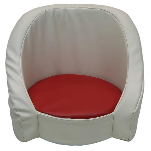 Red Hello Comfy Child Care Cuddle Chair – Australian-made, flame-retardant, waterproof, and stain-resistant seating for kids, featuring a customisable foam seat. Perfect for daycares, child care centres, and homes.
