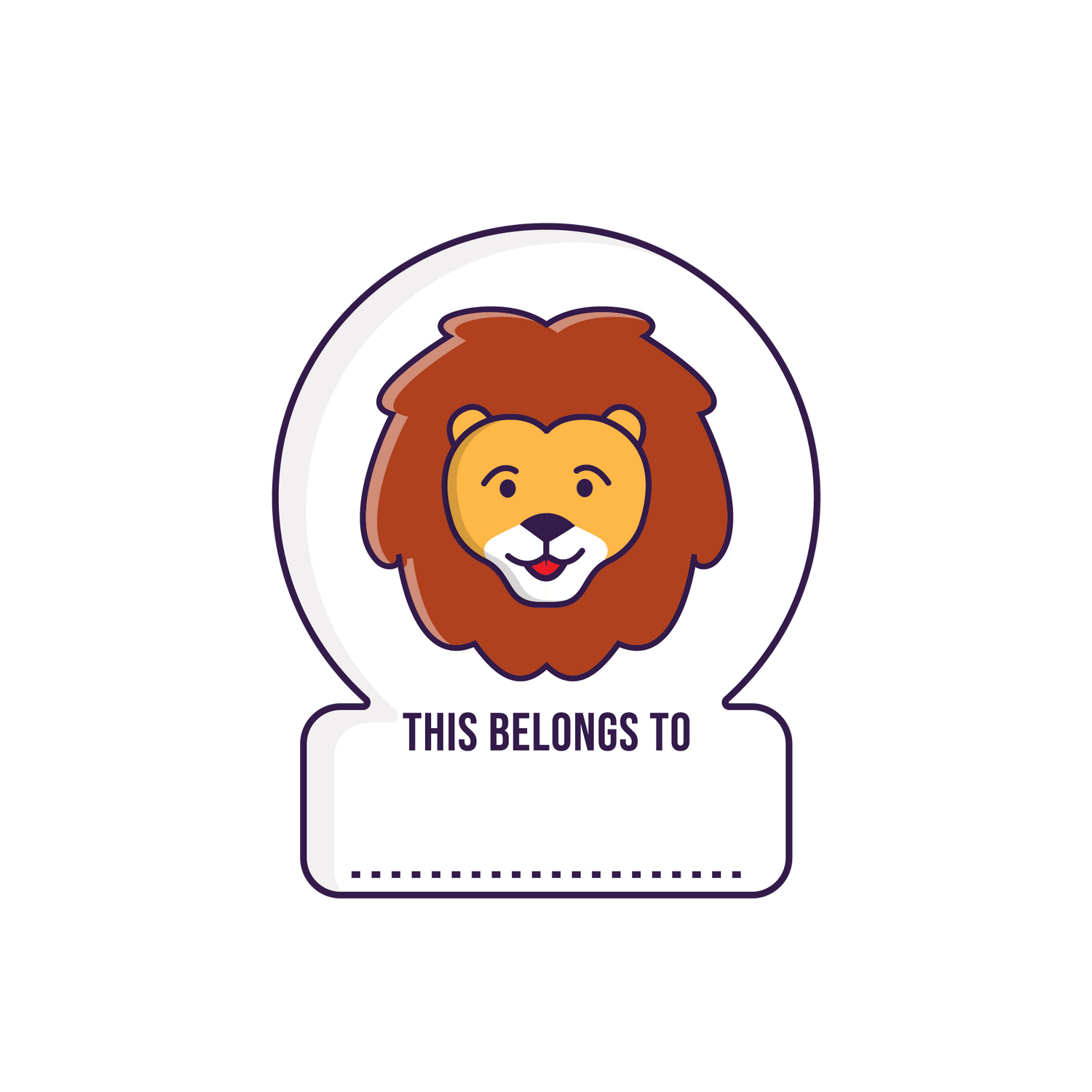 Removable Lion Animal Name Tag Stickers: Personalised with adorable animal designs. Waterproof, wipeable & reusable. Ideal for Child Care, Early Learning, Kindergartens, Schools. Spark joy & prevent mix-ups!