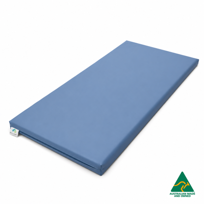 Denim Blue Hello Comfy Child Care Sleep Mat made from waterproof PVC vinyl and foam, tested to AS/NZS 8811.1:2013, Australian-made for daycare and child care use