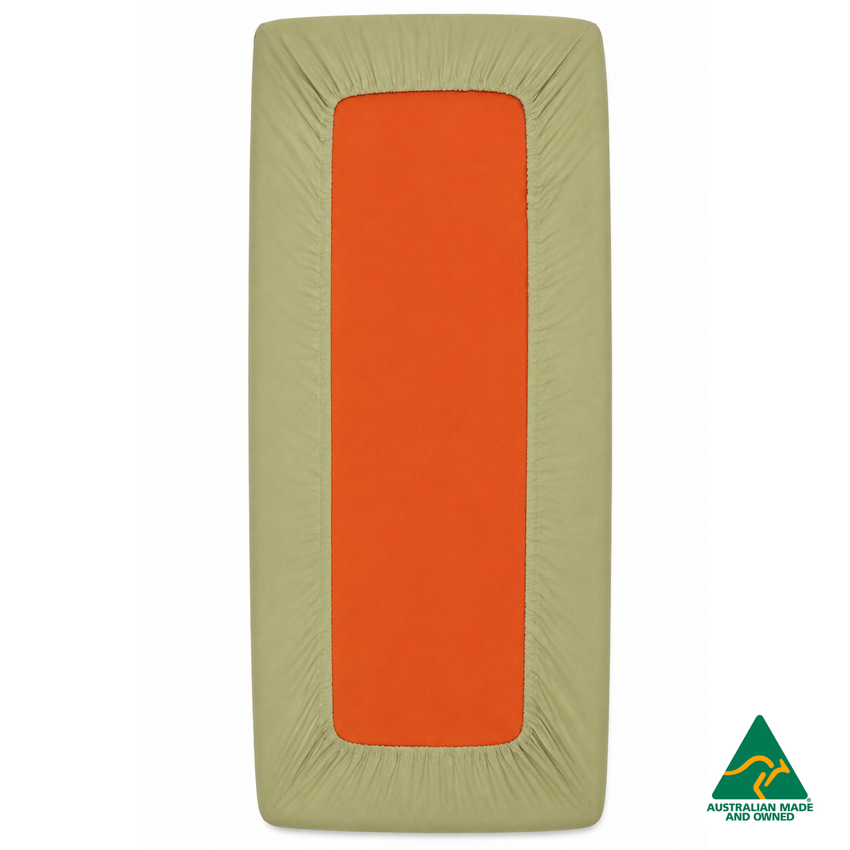Back view of a Mint Green Hello Comfy 100% cotton fitted bottom sheet for a child care sleep mat, fully elasticated and Australian made for daycare centres.
