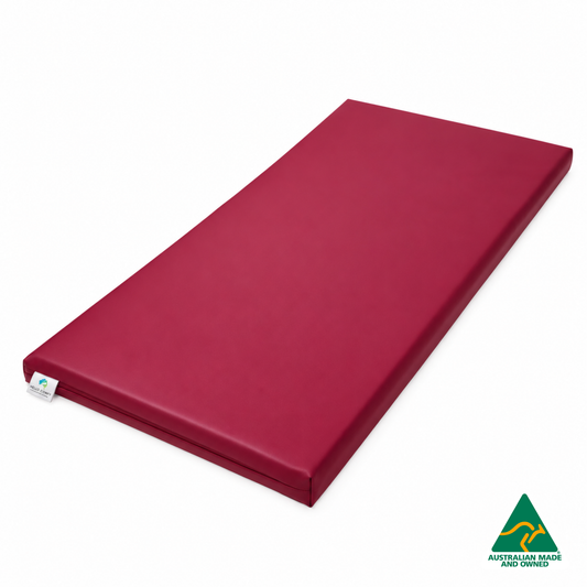 Pink Hello Comfy Child Care Sleep Mat made from waterproof PVC vinyl and foam, tested to AS/NZS 8811.1:2013, Australian-made for daycare and child care use