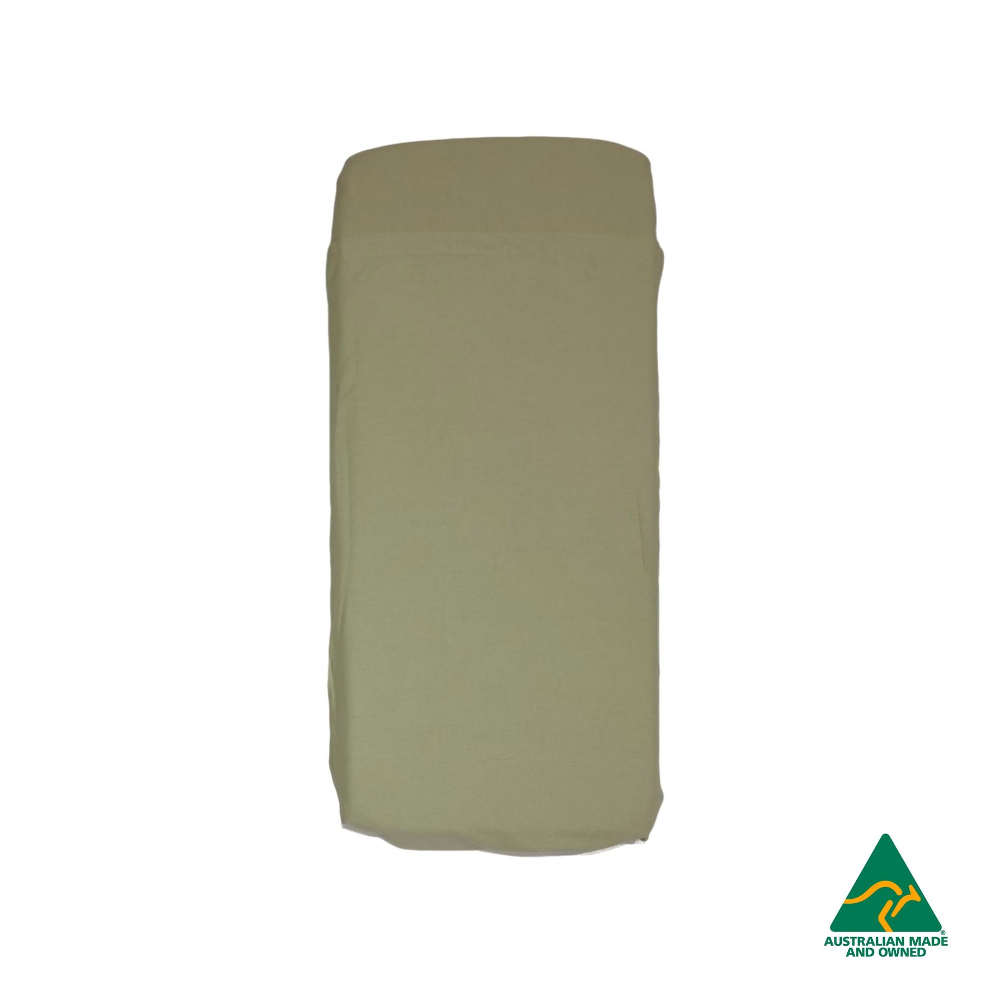 Top view of Mint Green Hello Comfy 100% cotton sleep mat sheet set with fitted and flat sheet, elastic-fitted, Australian-made for daycare and child care centres