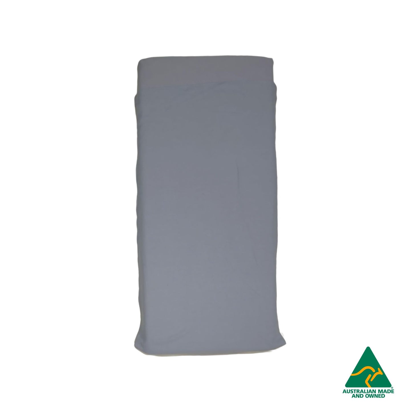 Top view of Pastel Blue Hello Comfy 100% cotton sleep mat sheet set with fitted and flat sheet, elastic-fitted, Australian-made for daycare and child care centres