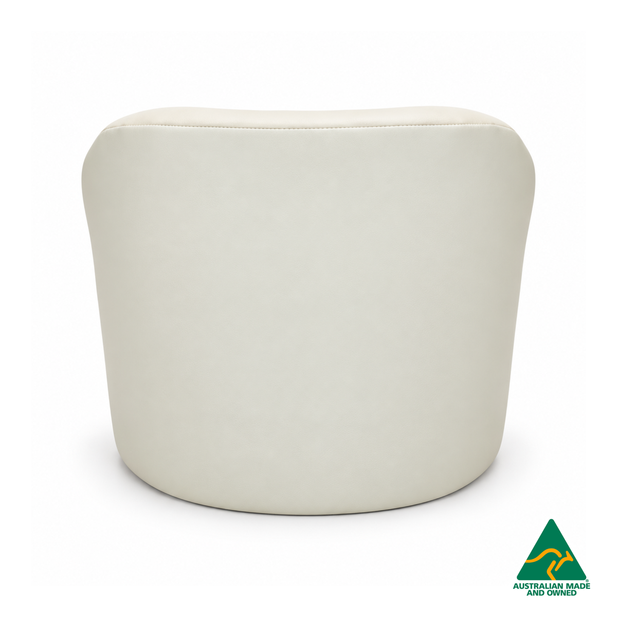 Rear view of the Hello Comfy Child Care Cuddle Chair, showing the waterproof PVC vinyl upholstery and curved foam chair backing. Made in Australia for child care centres, kindergartens, schools and daycare environments.